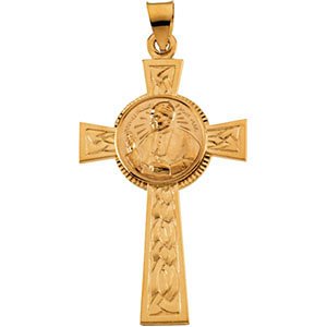 Pope John Paul II Cross 14k Yellow Gold Pendant (39.75X24.75 MM)