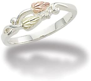 Petite Twist Ring, Sterling Silver, Size 12k Green and Rose Gold Black Hills Gold Motif, Size 9