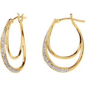 Diamond Hoop Earrings, 14k Yellow Gold (1/10 Ctw, Color G-H, Clarity I1)