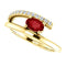 Chatham Created Ruby and Diamond Bypass Ring, 14k Yellow Gold (.125 Ctw, G-H Color, I1 Clarity)