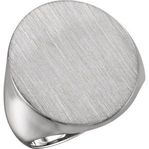 Men's Brushed Signet Semi-Polished Continuum Sterling Silver Ring (22x20mm)