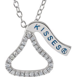 The Men's Jewelry Store (for HER) Hershey's Kisses Diamond Silhouette 14k White Gold Pendant Necklace, (.07 Cttw)