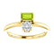 Peridot and Sapphire Two-Stone Ring, 14k Yellow Gold, Size 7