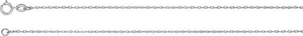 1 mm Rhodium-Plated 18k White Gold Solid Rope Chain, 16"