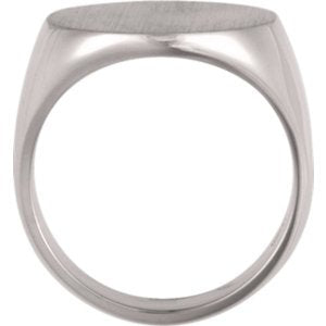 Men's Closed Back Brushed Signet Semi-Polished Continuum Sterling Silver Ring, (18 mm) Size 11