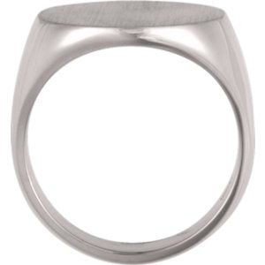 Men's Closed Back Brushed Signet Semi-Polished 18k White Gold Ring (18 mm) Size 11