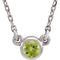 Peridot Solitaire Rhodium Plate 14k White Gold Pendant Necklace, 16"