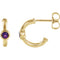 Amethyst J-Hoop Earrings, 14k Yellow Gold