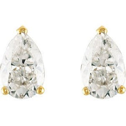 2 Cttw Charles and Clovard 14k Yellow Gold Moissanite Pear Solitaire Earrings