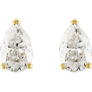 2 Cttw Charles and Clovard 14k Yellow Gold Moissanite Pear Solitaire Earrings