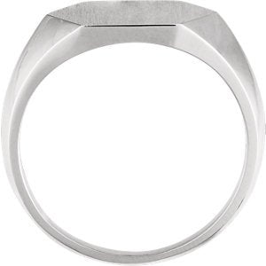 Men's Platinum Brushed Hexagon Signet Ring (14mm)