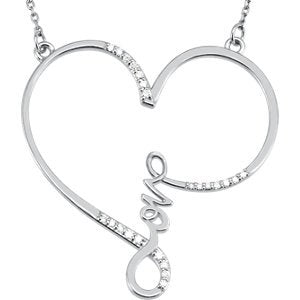 Diamond 'Love' Heart Infinity Pendant Necklace in 14k Rose Gold, 18" (1/6 Cttw)