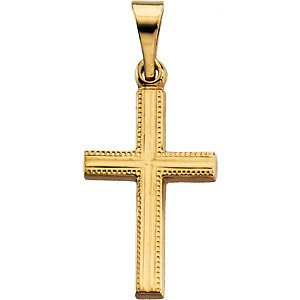 Tweens 14k Yellow Gold Miligrain Cross Pendant