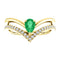 Chatham Created Emerald Pear and Diamond Chevron 14k Yellow Gold Ring (.145 Ctw, G-H Color, I1 Clarity), Size 8