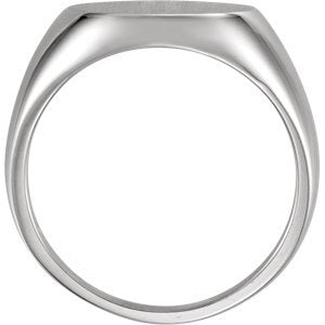 Men's Brushed Signet Ring, Rhodium-Plated 14k White Gold (15mm) Size 9.5
