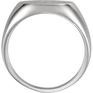 Men's Brushed Signet Ring, Palladium (15mm)