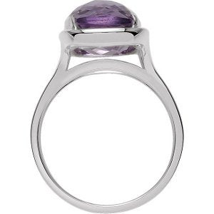 Rose De France Amethyst Quartz Antique Cushion Checkerboard Sterling Silver Ring, Size 6 to 7