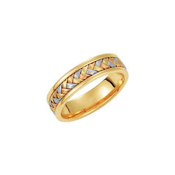 5mm 14k Yellow, White and Rose Gold Tri-Color Hand Woven Band, Size 4.5