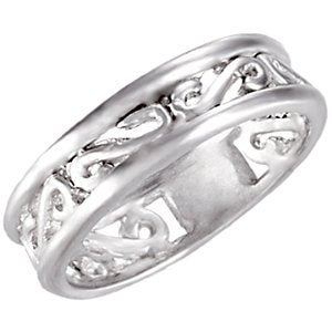 5.75mm Sterling Silver Scroll Design Fashion Band, Size 8