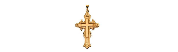 Large Fancy Cross 14k Yellow Gold Pendant