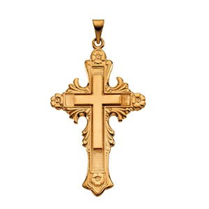 Large Fancy Cross 14k Yellow Gold Pendant