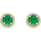 Emerald and Diamond Halo-Style Earrings, 14k Yellow Gold (4 MM) (.125 Ctw, G-H Color, I1 Clarity)