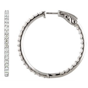 CZ Inside-Outside Hoop Earrings, Sterling Silver (41.5MM)