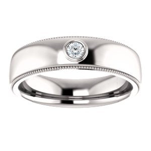 Men's Rhodium-Plated 14k White Gold Diamond 6mm Milgrain Band (.03 Ctw, Color G-H, SI2-SI3 Clarity) Size 10.5