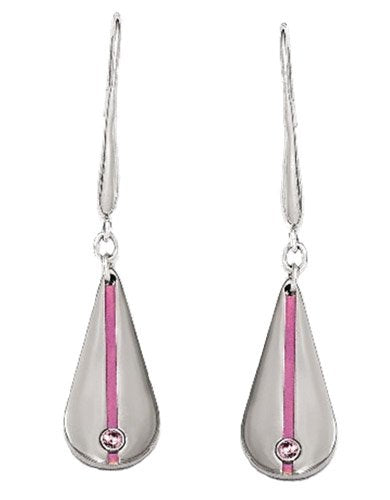 Radiance Collection Gray and Pink Anodized Titanium Pink Sapphire Teardrop Earrings