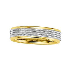 6mm 14k Yellow and White Gold Two-Tone Comfort Fit Designer Band, Size 8