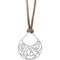 Diamond Scroll Sterling Silver Pendant with Brown Satin Cord, 18" (1/6 Cttw)