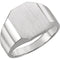 Men's Satin Brushed Signet Ring, 18k White Gold, Size 10.25 (14X12MM)