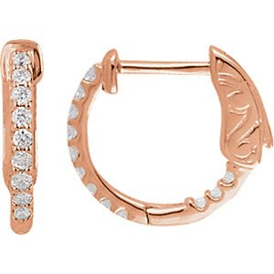 Diamond Inside-Outside Hoop Earrings, 14k Rose Gold (1/4 Ctw, Color H+, Clarity I1)
