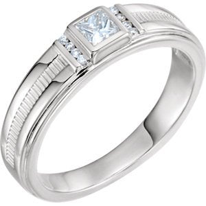 Men's Square-Cut Diamond Ring, Rhodium-Plated 14k White Gold (.33 Ctw, G-H Color, I1 Clarity) Size 13