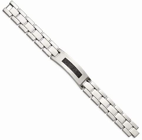 Men's Stainless Steel 18mm Black Diamond Bracelet, 8.25 Inches (.50 Ctw)