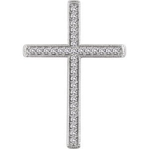 Diamond Chapel Cross Rhodium-Plated 14k White Gold Pendant (.5 Ctw, H+ Color, I1 Clarity)