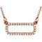 30-Stone Diamond Horizontal Rectangle 14k Rose Gold Pendant Necklace, 16" ( 0.16 Cttw)