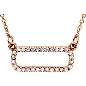 30-Stone Diamond Horizontal Rectangle 14k Rose Gold Pendant Necklace, 16" ( 0.16 Cttw)