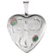 Satin-Brush Heart with Cross and Enameled Flowers Sterling Silver Locket (15.80X16.00 MM)