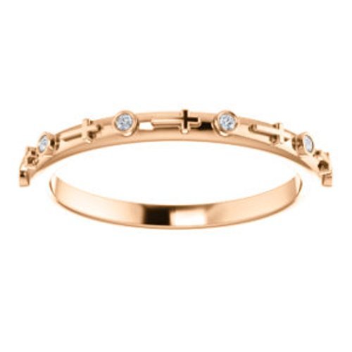 Petite Diamond Cross Ring, 14k Rose Gold (.03 CTW, Color G-H, Clarity I1)