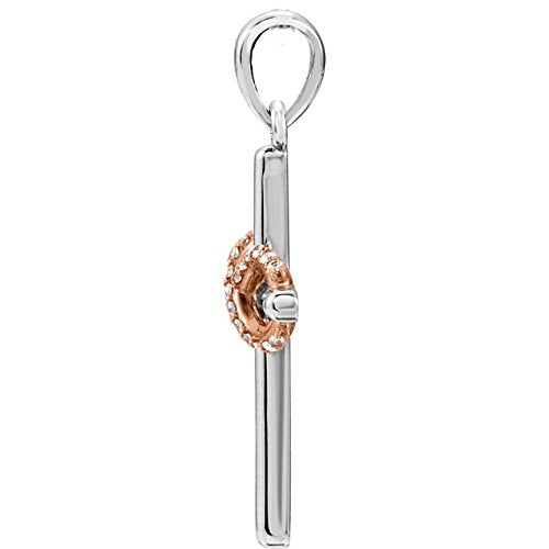 Diamond Infinity-Inspired Cross Pendant, Rhodium-Plated 14k White and Rose Gold (.06 Ctw, Color G-H, Clarity I1)
