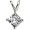 14k White Gold Princess-Cut Diamond Solitaire Pendant