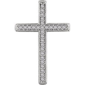 Diamond Chapel Cross Rhodium-Plated 14k White Gold Pendant (.33 Ctw, H+ Color, I1 Clarity)