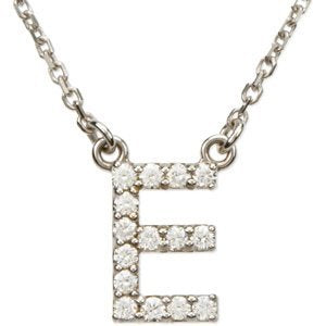 14k White Gold Diamond Alphabet Letter E Necklace (1/6 Cttw, GH Color, l1 Clarity), 16.25" to 18.50"