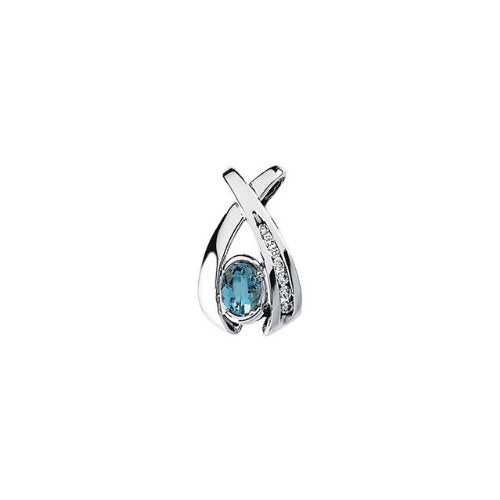 14k White Gold Aquamarine and Diamond Pendant