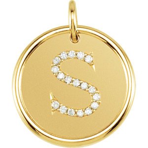 Diamond Initial "S" Round Pendant, 18k Yellow Gold-Plated Sterling Silver (0.1 Ctw, Color GH, Clarity I1)