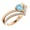 Aquamarine Pear and Diamond Chevron 14k Rose Gold Ring (.145 Ctw, G-H Color, I1 Clarity)