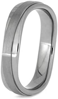 The Men's Jewelry Store (Unisex Jewelry) Wavy Ring 4.5mm Brushed Titanium Comfort-Fit Wedding Band, Size 11.75