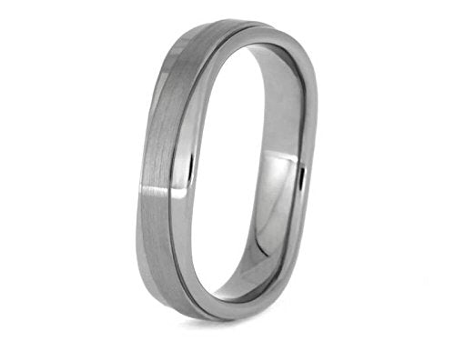 The Men's Jewelry Store (Unisex Jewelry) Wavy Ring 4.5mm Brushed Titanium Comfort-Fit Wedding Band