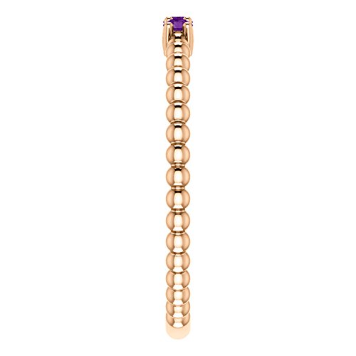 Amethyst Beaded Ring, 14k Rose Gold, Size 8